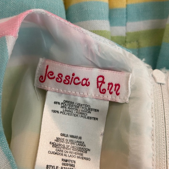 Jessica Ann Summer Sleeveless Pastel Striped Girls Dress w Bow lined
Size 4 - Picture 8 of 10